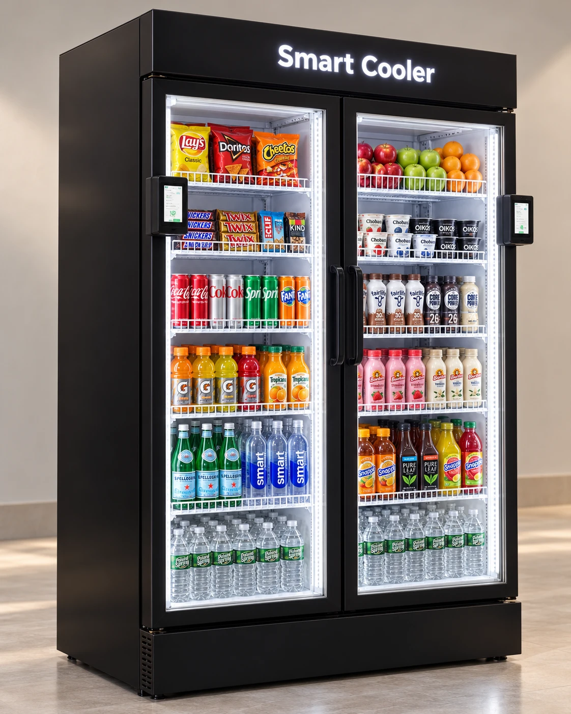 Daily Break double-door AI Smart Cooler viewed from the left